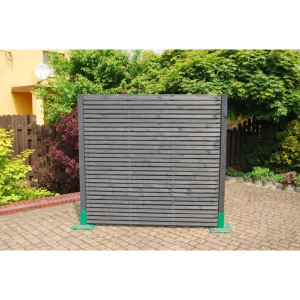 6ft Double Slatted Grey Painted Fence Panel (1800 x 1800mm) – Dip Treated Timber