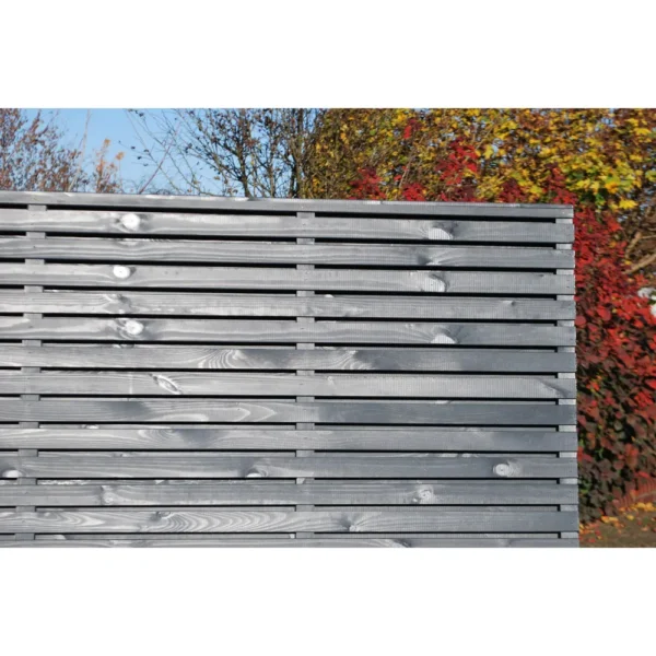 6ft Double Slatted Grey Painted Fence Panel (1800 x 1800mm) – Dip Treated Timber
