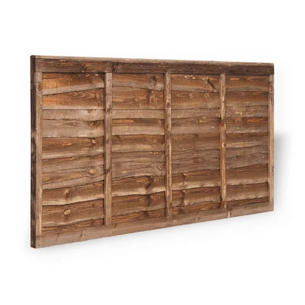 0.9m x 1.83m (3′) Brown Treated Herts Lap Fence Panel