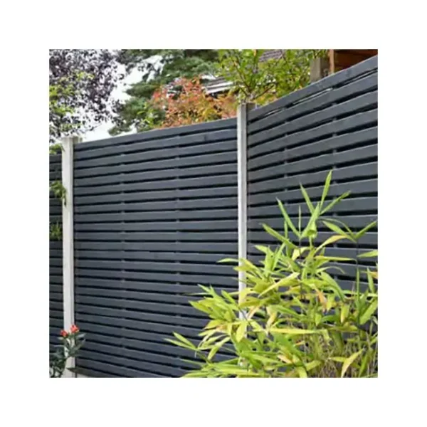 6ft Double Slatted Grey Painted Fence Panel (1800 x 1800mm) – Dip Treated Timber