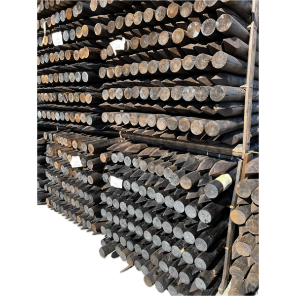 1.8m x 75-100mm Peeled & Pointed Round Post Creosote Treated