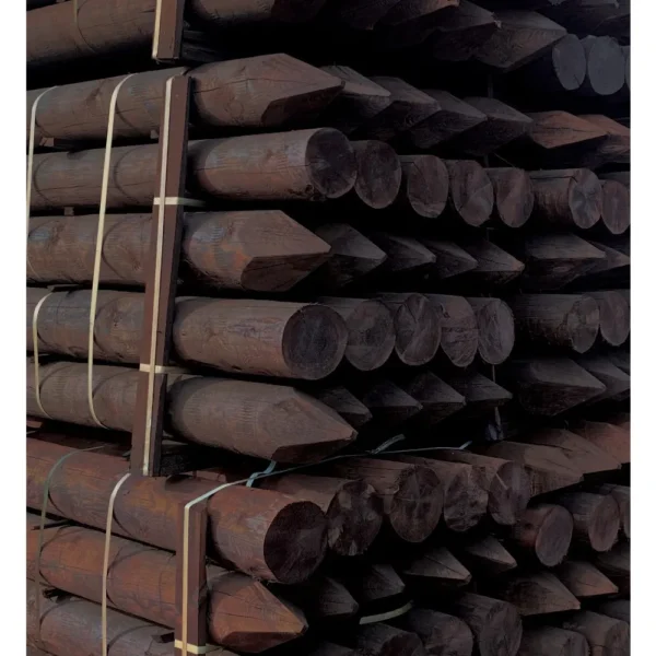 2.4m x 150-175mm Peeled & Pointed Strainer Post Creosote Treated