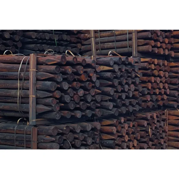 2.4m x 150-175mm Peeled & Pointed Strainer Post Creosote Treated
